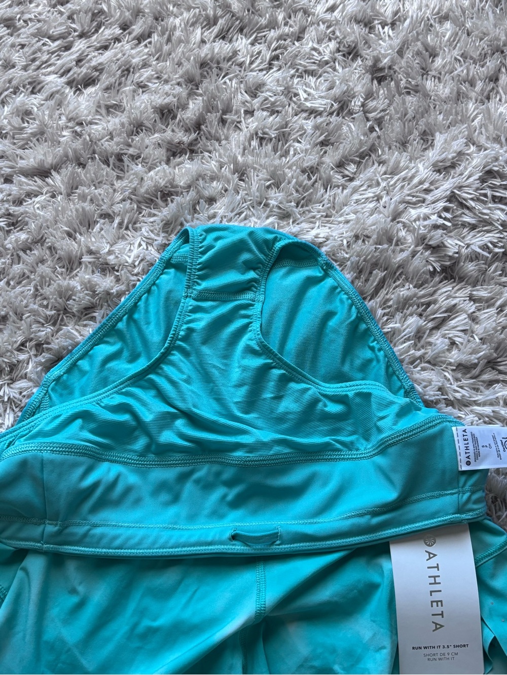 Athleta Run With It 3.5” Short Teal Tie Dye Small Side Slits Pocket - Picture 4 of 11